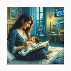 Mother Reading To Her Baby Canvas Print