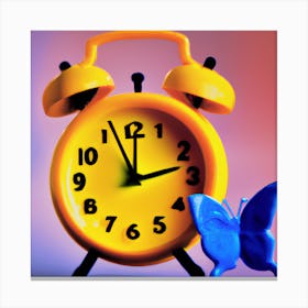 Alarm Clock With Butterfly Canvas Print