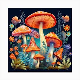 Mushrooms In The Forest 58 Canvas Print