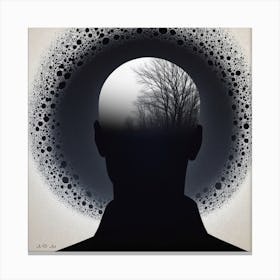 Memories fading away - Man Head Abstract Black And White Illustration Canvas Print