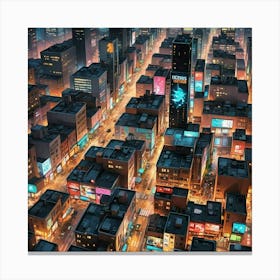 Cityscape At Night 2 Canvas Print