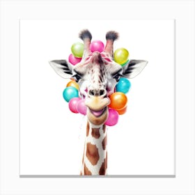 Giraffe With Balloons 4 Canvas Print