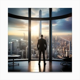 Businessman Looking Out Of Window Canvas Print