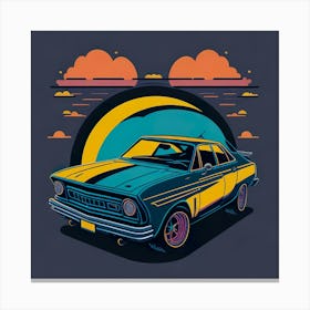 Car Colored Artwork Of Graphic Design Flat (36) Canvas Print