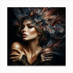 Beautiful Woman With Feathers Canvas Print