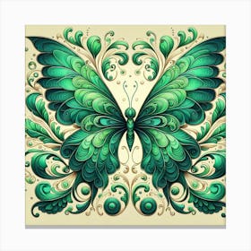 Green Butterfly Art Canvas Print