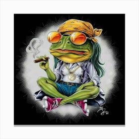 Captivating Airbrushed Comic Tattoo Frog Canvas Print