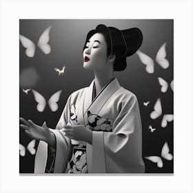 Japanese Woman In Kimono Pop Canvas Print