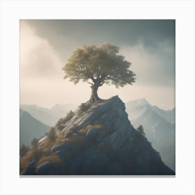 Lone Tree On Top Of Mountain 54 Canvas Print