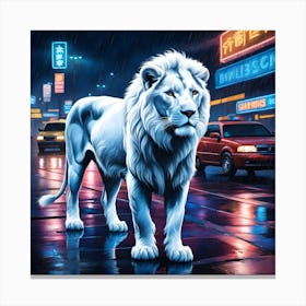 Lion At Night Canvas Print