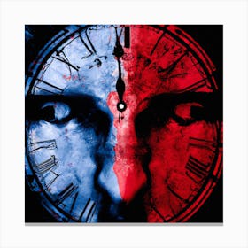 Clock In The Face Canvas Print