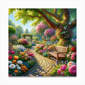 Serene Garden Retreat Wall Print Art A Peaceful Garden Scene, Perfect For Bringing The Tranquility And Beauty Of Nature Into Any Home Canvas Print