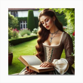 Renaissance Woman Reading Book Canvas Print