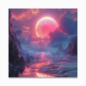 Surreal pink Moon Canvas Print