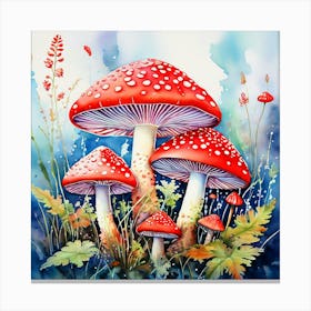 Three Red Mushrooms Canvas Print