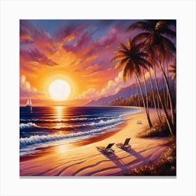 Sunset On The Beach Canvas Print