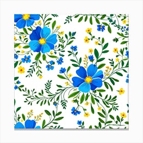 Blue Flowers On A White Background Canvas Print