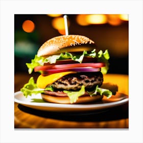 Hamburger On A Plate 7 Canvas Print