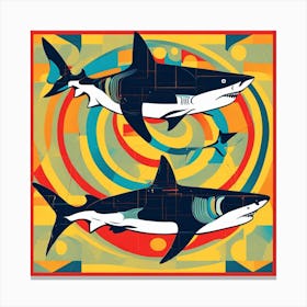 Modern Art Pisces Sharks Canvas Print