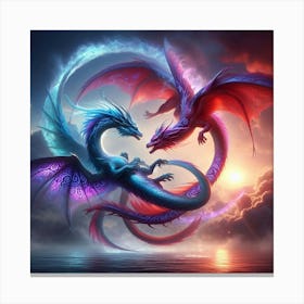 Dragons Fighting Canvas Print