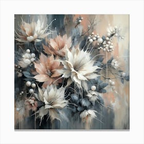 Abstract Gray backdrop with delicate white flowers Canvas Print