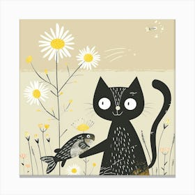 Cat And Fish 9 Canvas Print