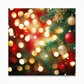 A Festive Greeting Card Photo Design Featuring A Sparkling Gold Framed Tree Branch Captured In Vivi (3) Canvas Print