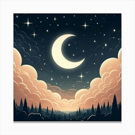 Night Sky With Clouds Canvas Print