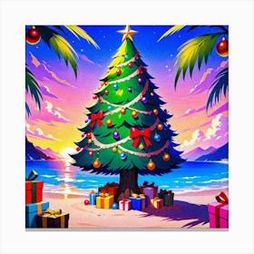 Christmas Tree On The Beach 5 Canvas Print