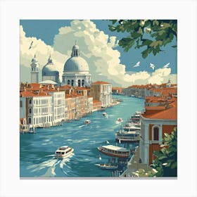 Grand Canal In Venice Art Canvas Print