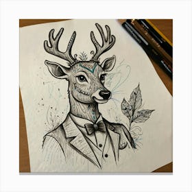 Deer In Tuxedo 1 Canvas Print