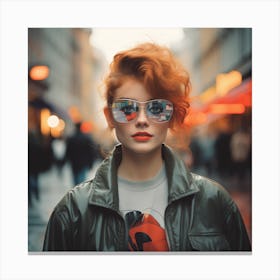 Redhead Girl In Sunglasses Canvas Print