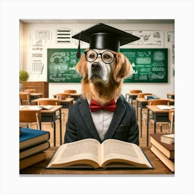 Professor Dog Wall Print Art A Charming Depiction Of A Dog As A Professor, Perfect For Combining A Love Of Dogs And Education In Any Space Canvas Print