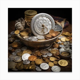 Collection Of Coins Canvas Print