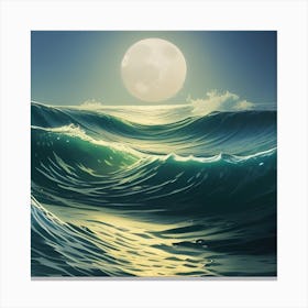 Moonlight Over The Ocean Canvas Print