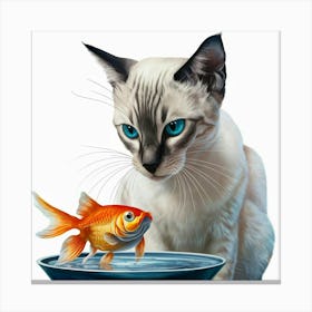 Cat And Goldfish 1 Canvas Print