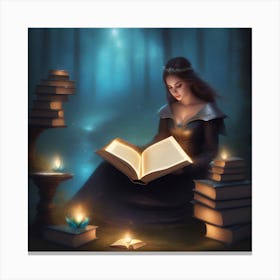 Girl Reading A Book 3 Canvas Print