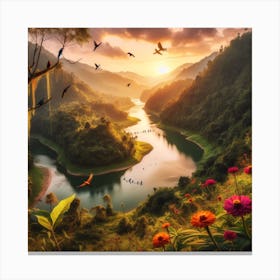 Sunset In The Jungle Canvas Print