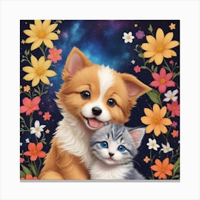 Puppy And Kitten Canvas Print