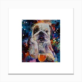 Bulldog With A Glass Of Wine Canvas Print