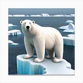 Polar Bear On Ice Floes Canvas Print