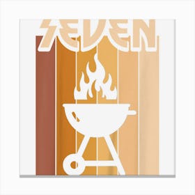 Kids 7 Year Old Barbecue Birthday Boy Girl 7th Birthday Grill Canvas Print