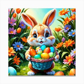 Easter Bunny With Basket  Canvas Print