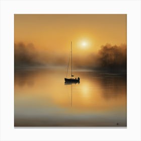 Sailboat At Sunrise Canvas Print