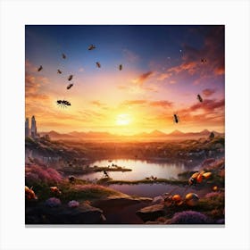 Ants Coordinate In A Bustling Colony Scene Minute Details Accentuating Their Cooperation Under The Canvas Print