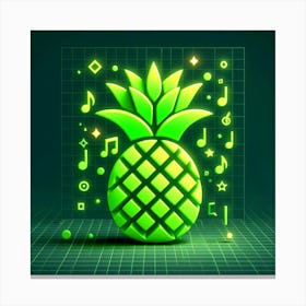 Pineapple With Music Notes Canvas Print
