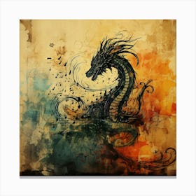 Dragon On A Grunge Background Canvas Print