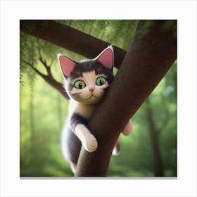 Cute Cat In Tree Canvas Print