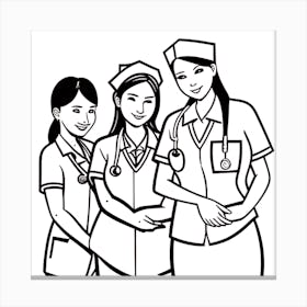 Three Nurses In Uniform Canvas Print