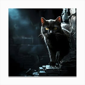 Leonardo Diffusion Xl A Pure Black Wall And A Black Cat With G 1 Upscayl 4x Realesrgan X4plus Anime Canvas Print